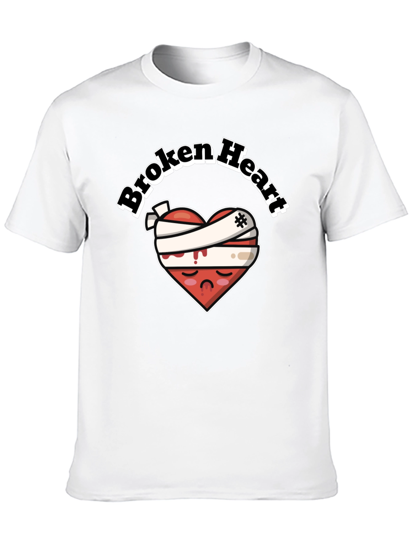 Broken Heart Graphic Tee - Bandaged Sad Heart T-Shirt