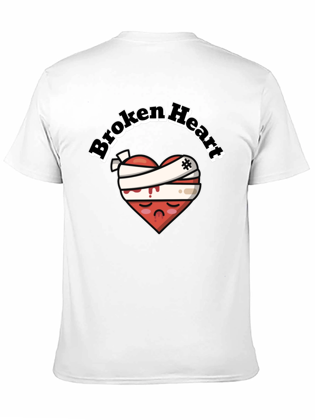 Broken Heart Graphic Tee - Bandaged Sad Heart T-Shirt