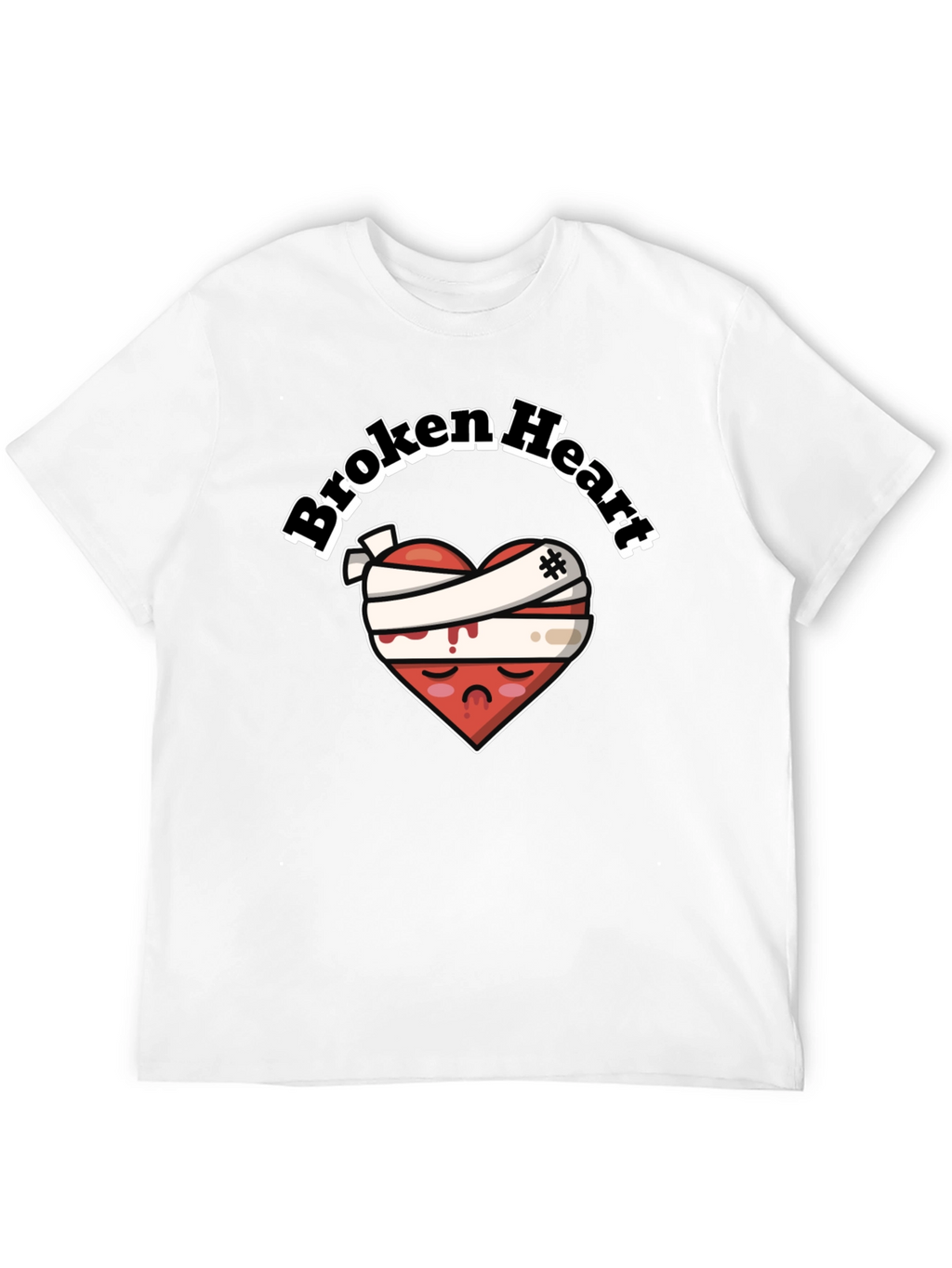 Broken Heart Graphic Tee - Bandaged Sad Heart T-Shirt