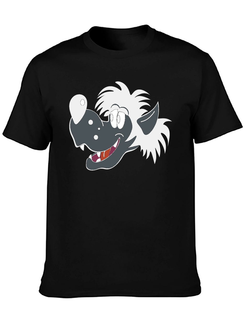 Cartoon Wolf Graphic Tee - Black