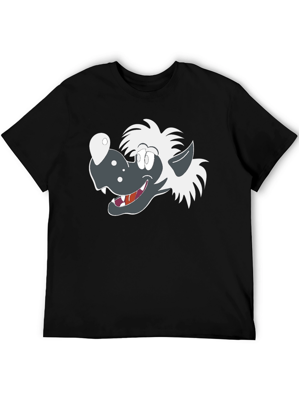 Cartoon Wolf Graphic Tee - Black