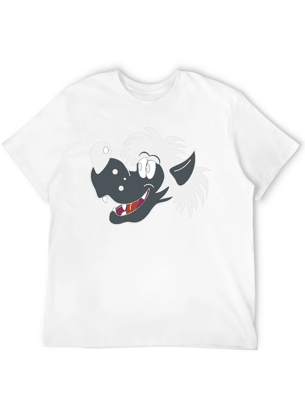 Cartoon Wolf Graphic Tee - Black