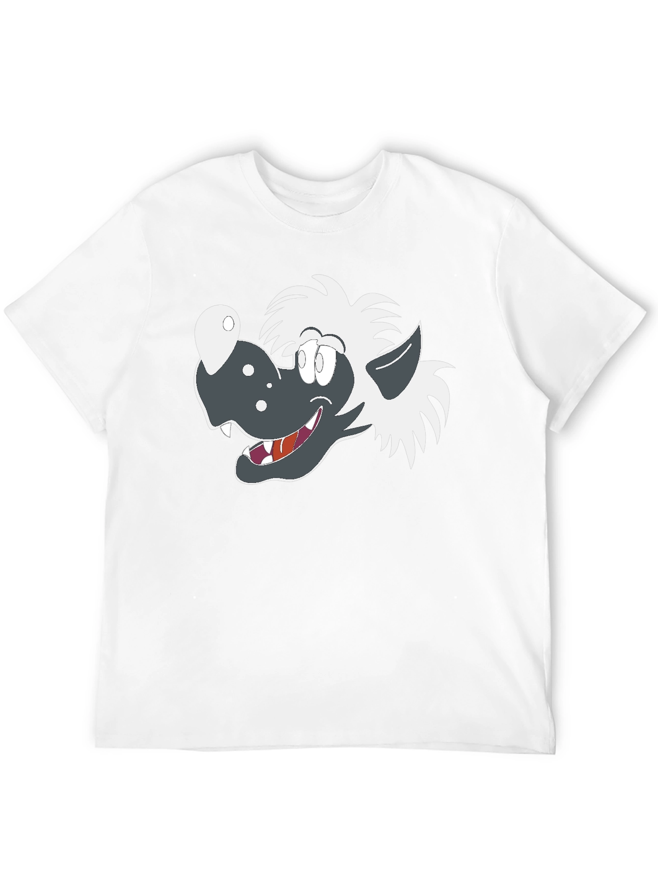 Cartoon Wolf Graphic Tee - Black