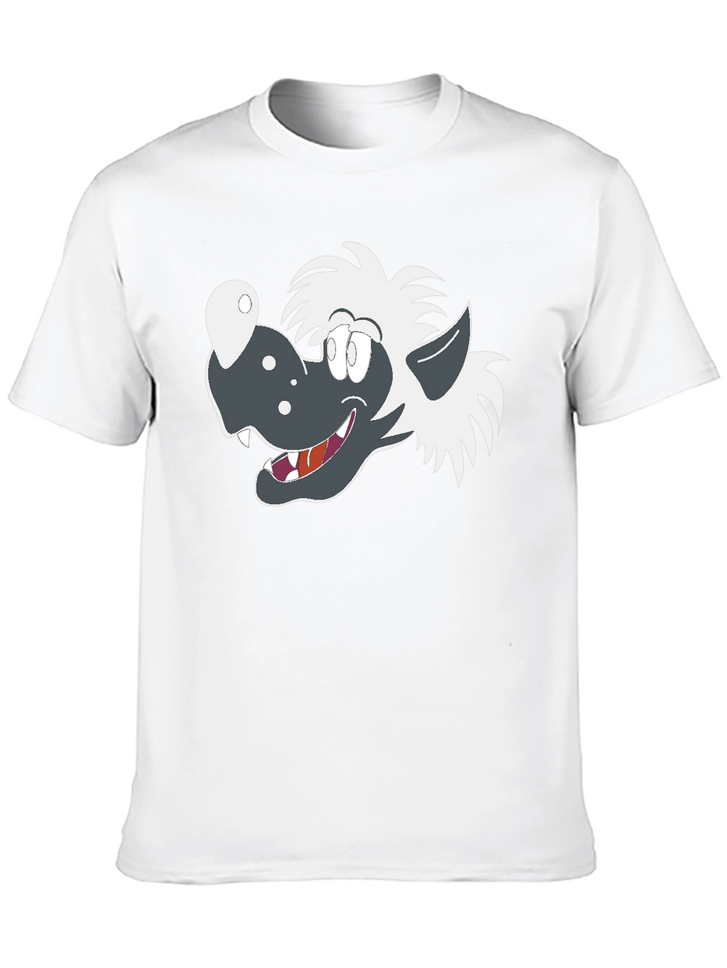 Cartoon Wolf Graphic Tee - Black