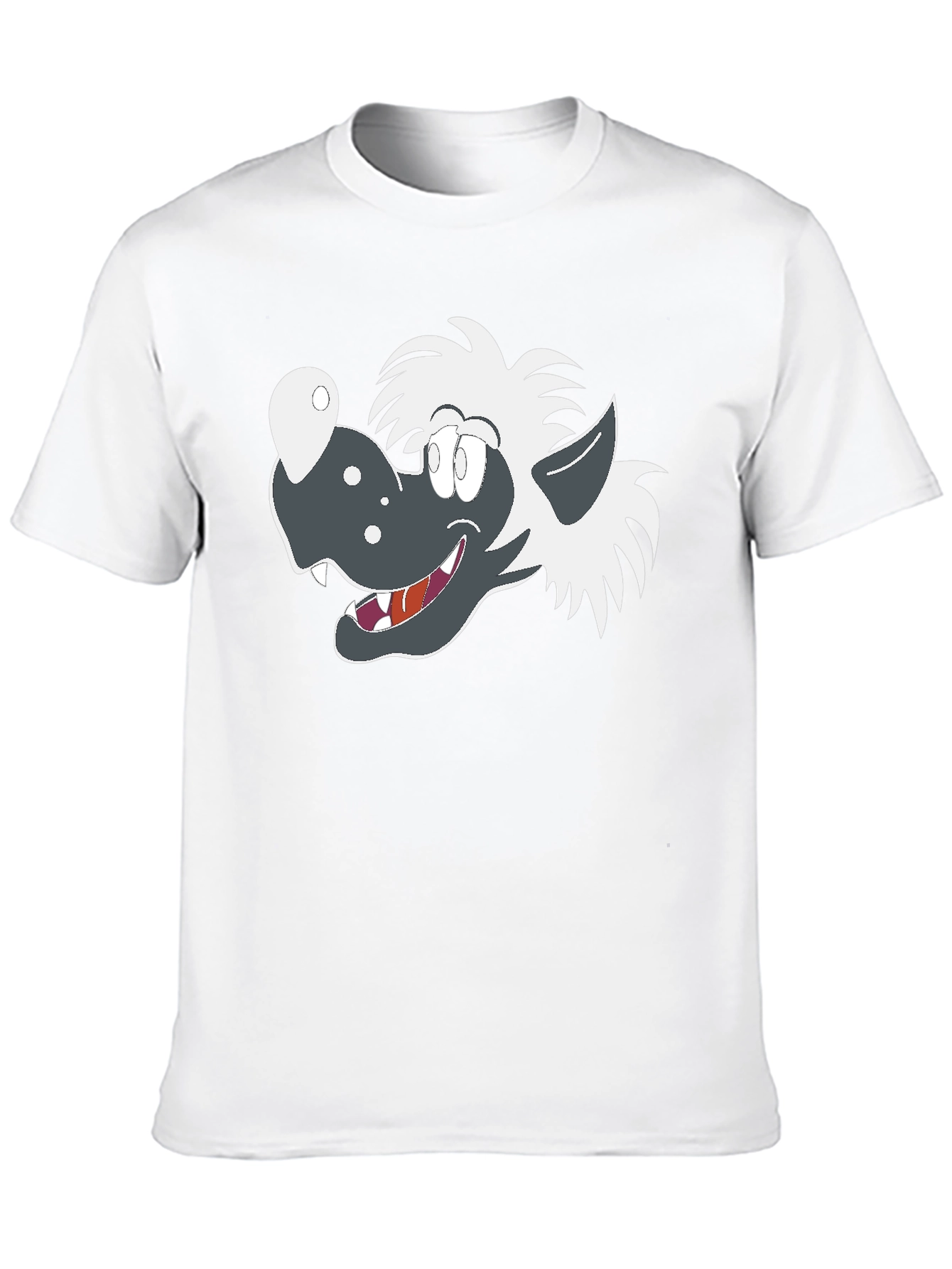 Cartoon Wolf Graphic Tee - Black