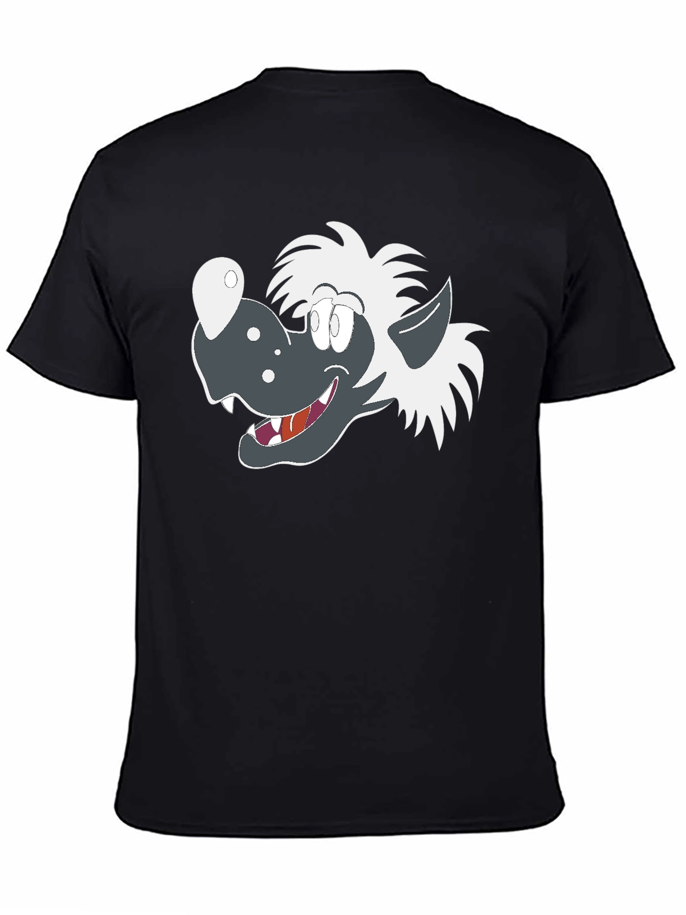 Cartoon Wolf Graphic Tee - Black