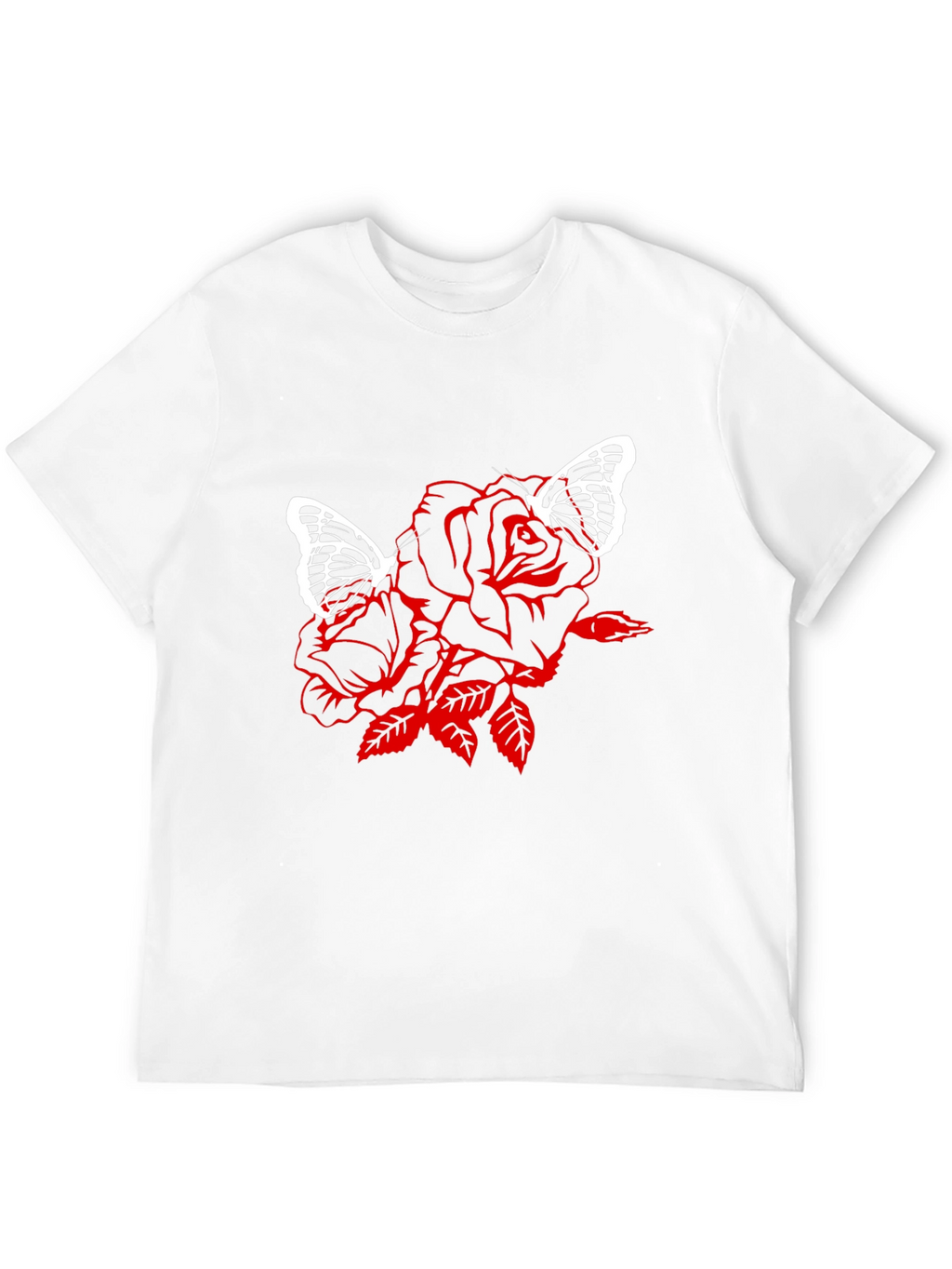 Rose & Butterfly Graphic Black T-Shirt