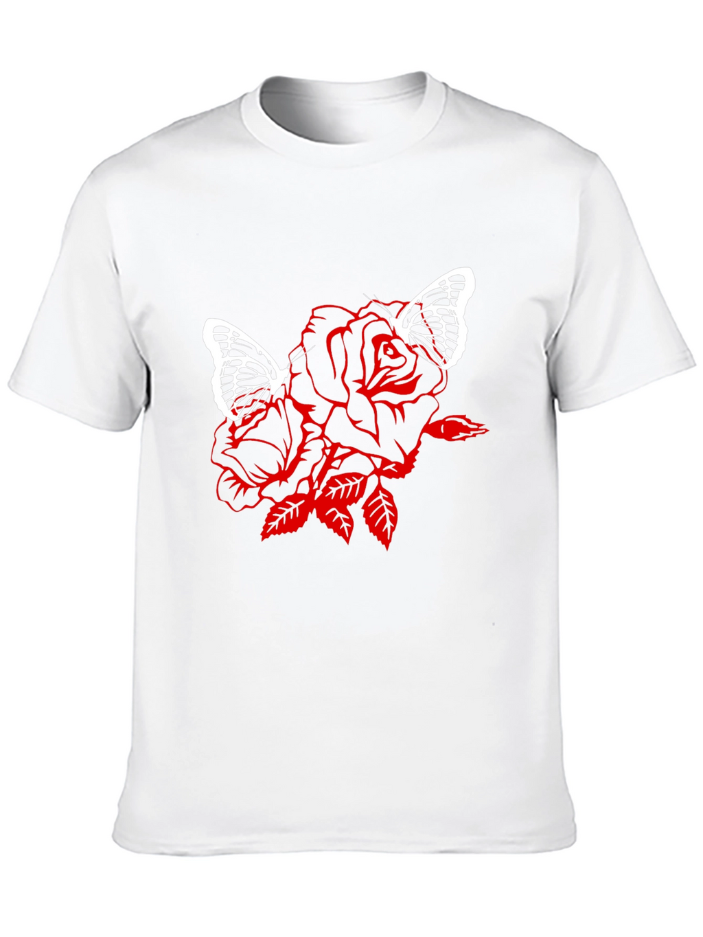 Rose & Butterfly Graphic Black T-Shirt