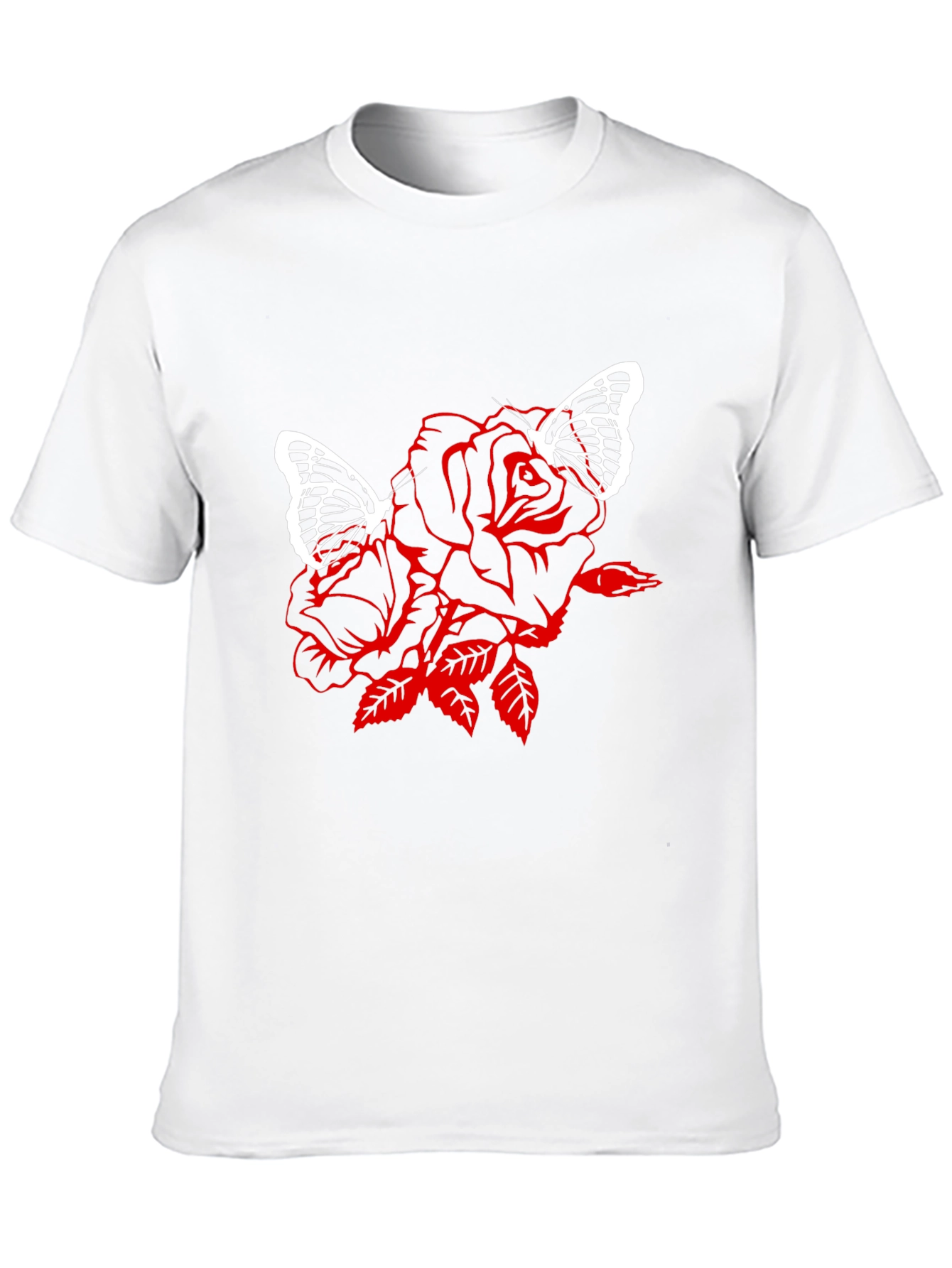 Rose & Butterfly Graphic Black T-Shirt