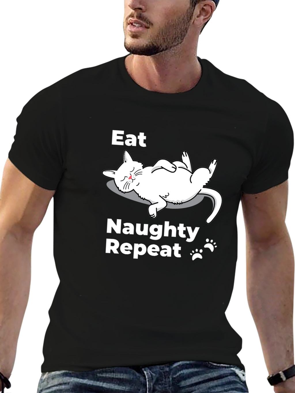 Eat Naughty Repeat Cat T-Shirt