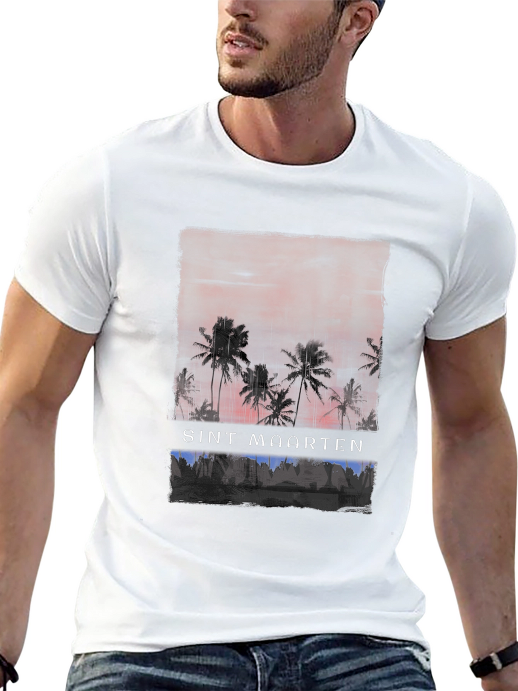 Sint Maarten Palm Tree Graphic T-Shirt