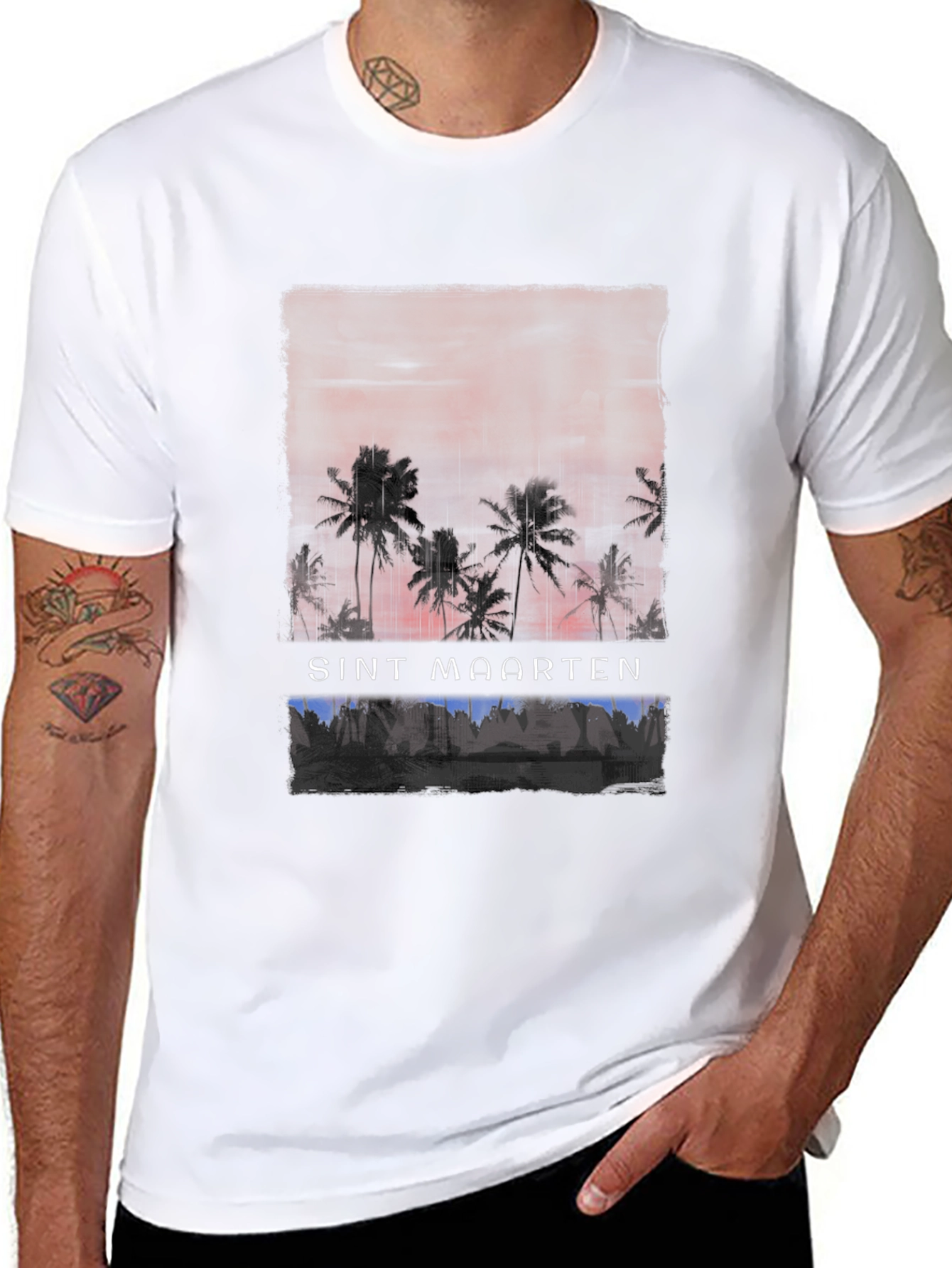 Sint Maarten Palm Tree Graphic T-Shirt