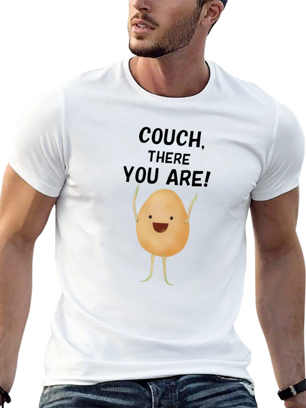 Funny Potato Couch Lover Black T-Shirt