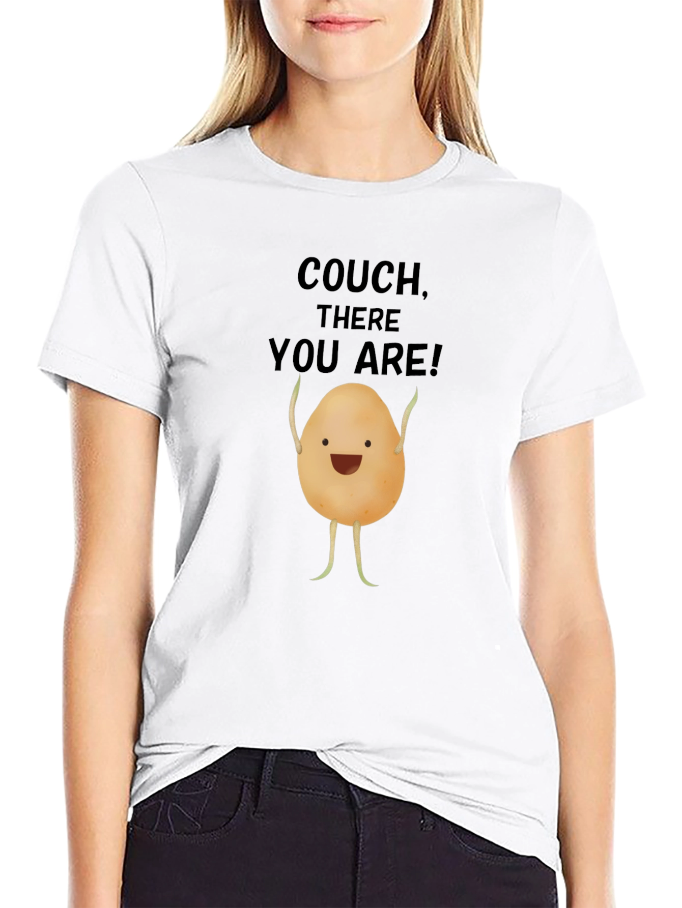 Funny Potato Couch Lover Black T-Shirt