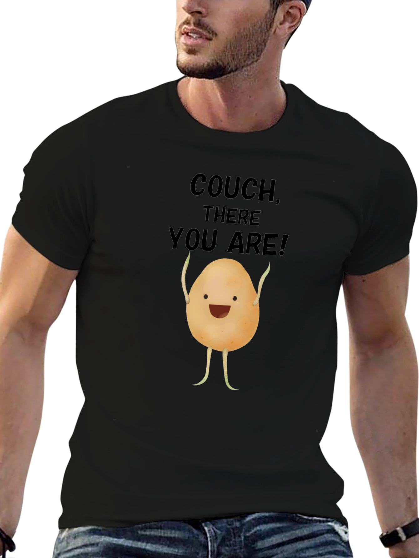 Funny Potato Couch Lover Black T-Shirt