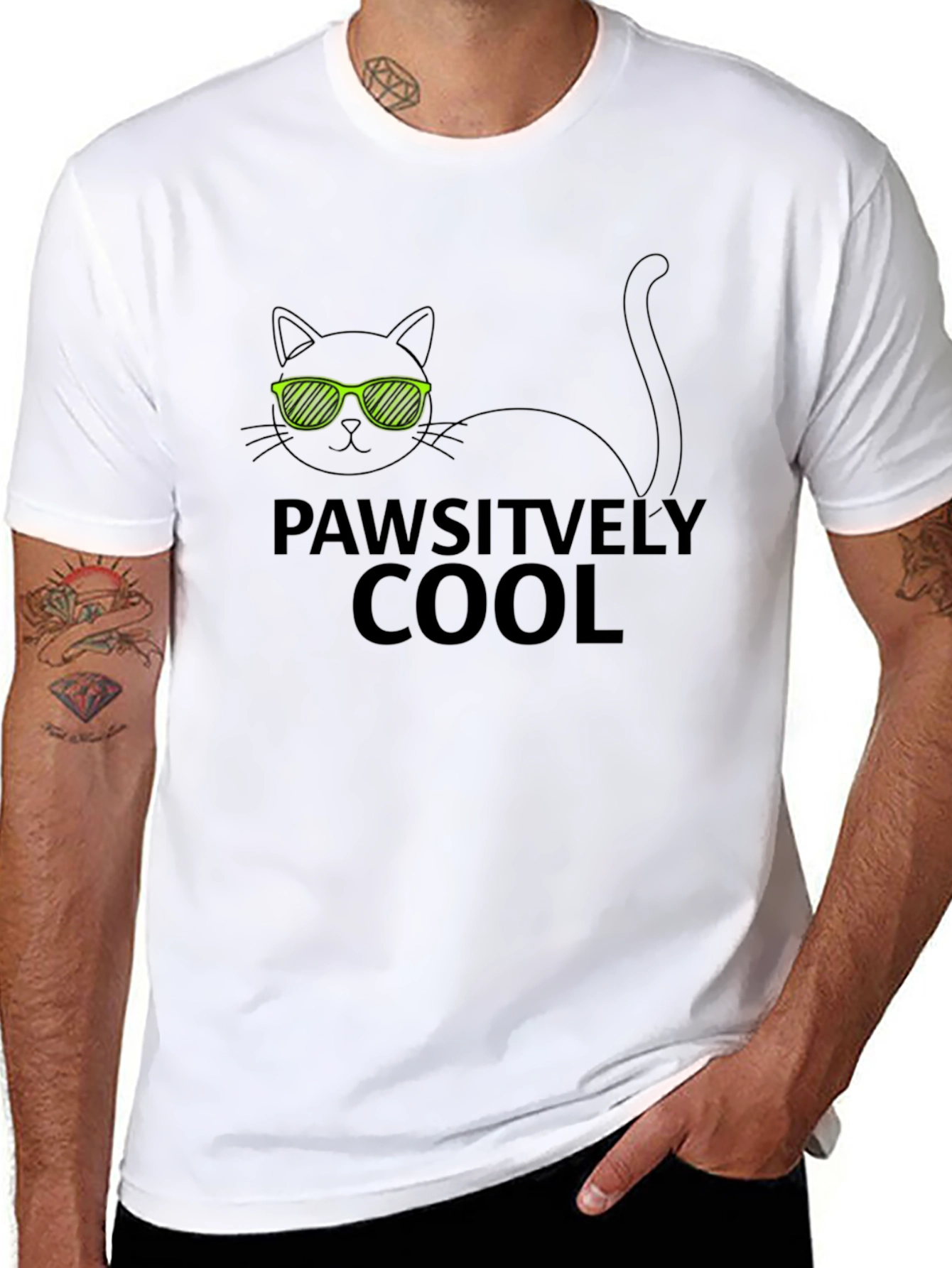 Pawsitively Cool Cat T-Shirt - Black