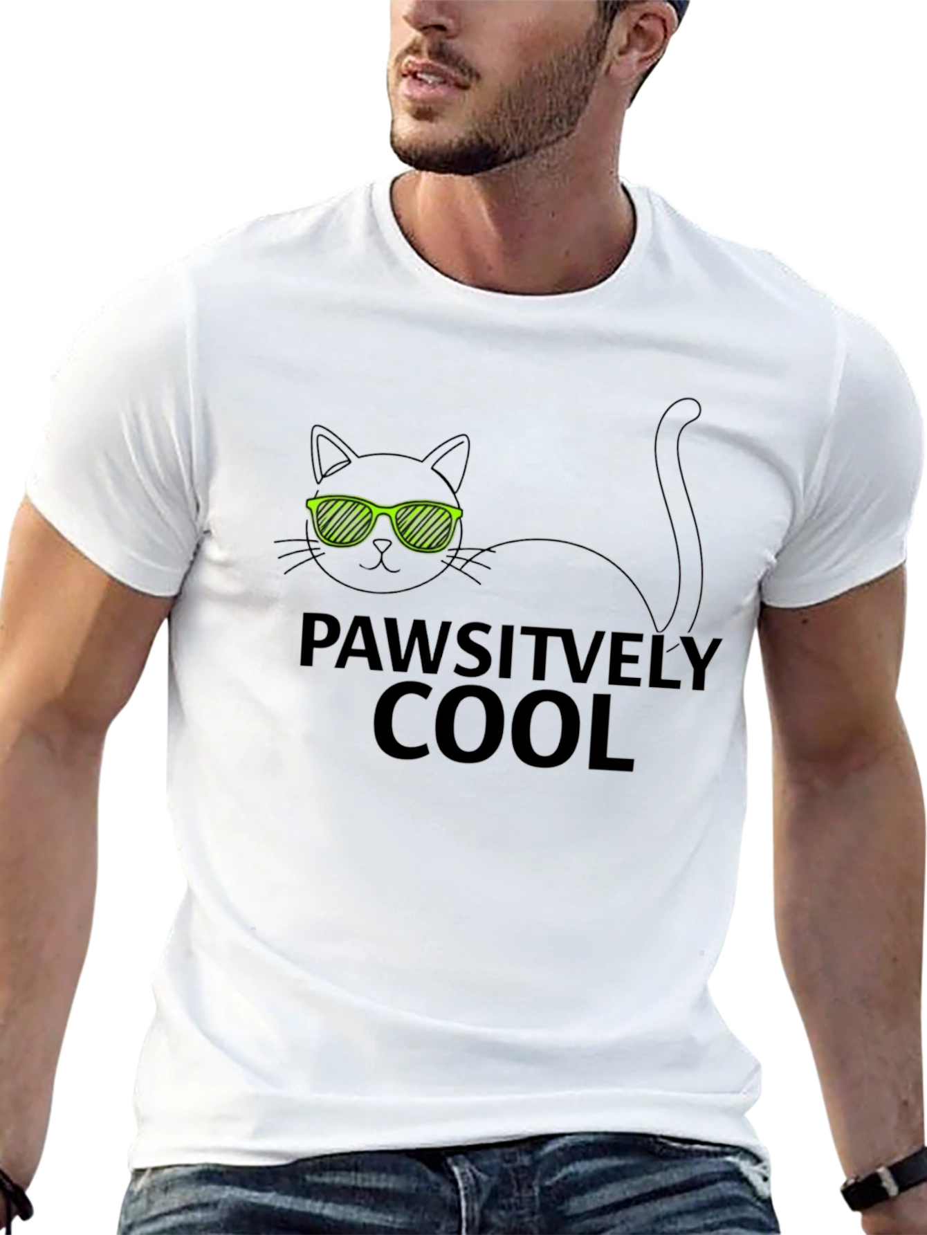 Pawsitively Cool Cat T-Shirt - Black