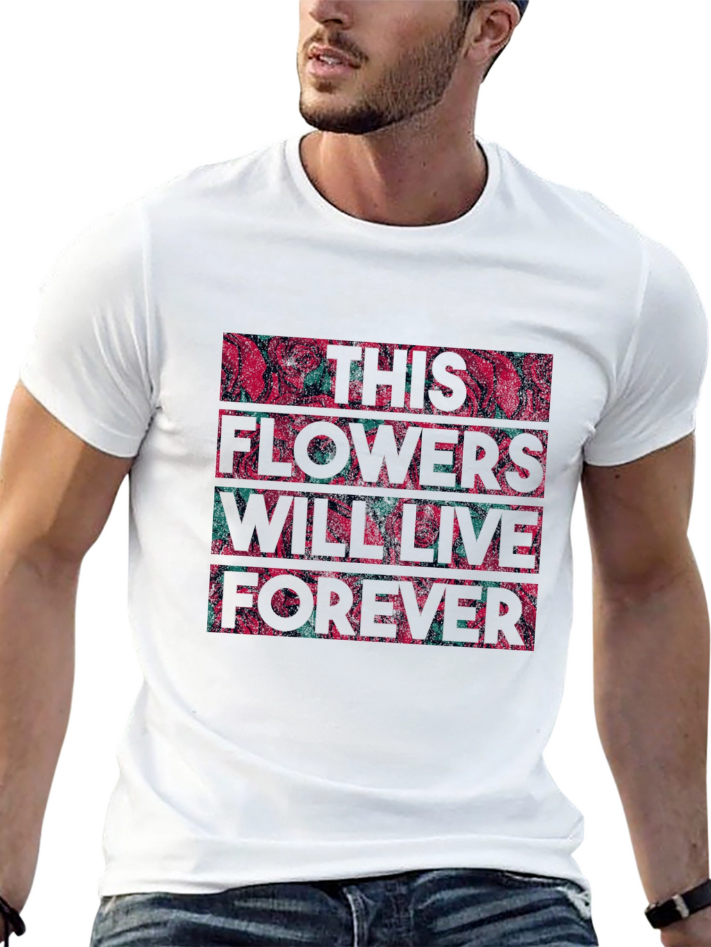 Floral Typography Graphic Print Black T-shirt