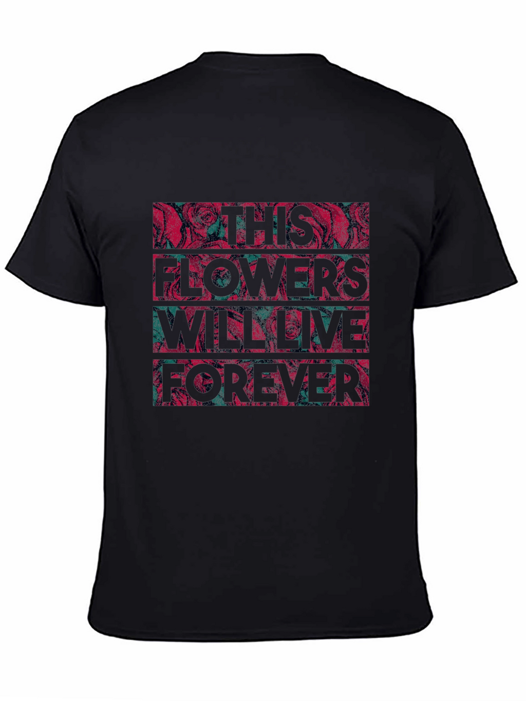 Floral Typography Graphic Print Black T-shirt