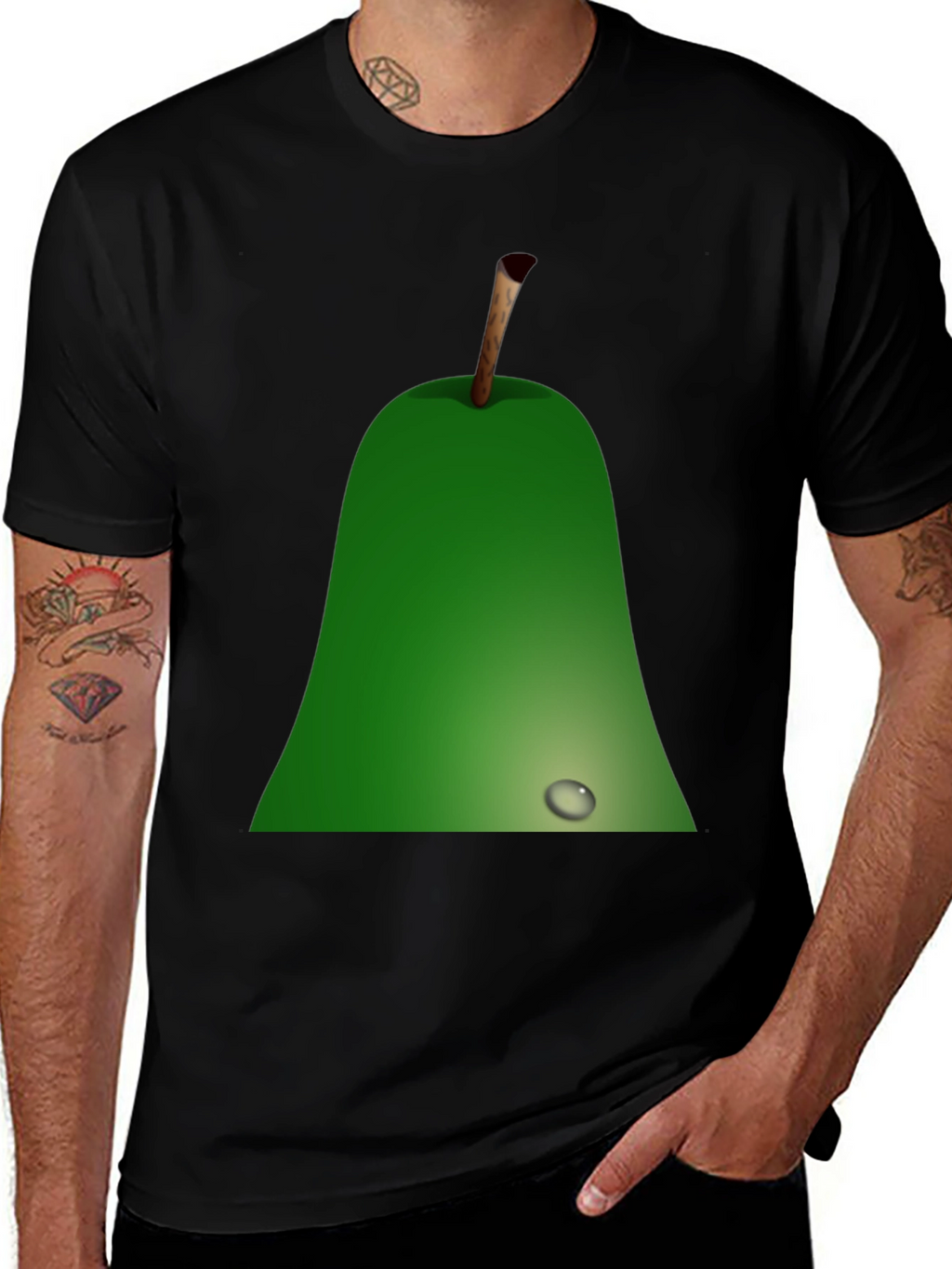 Pear Graphic Black T-Shirt - Unique Fruit Design