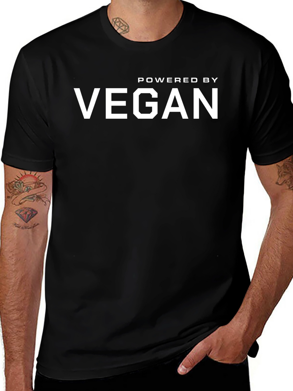 Powered by Vegan T-Shirt - Black Graphic Tee