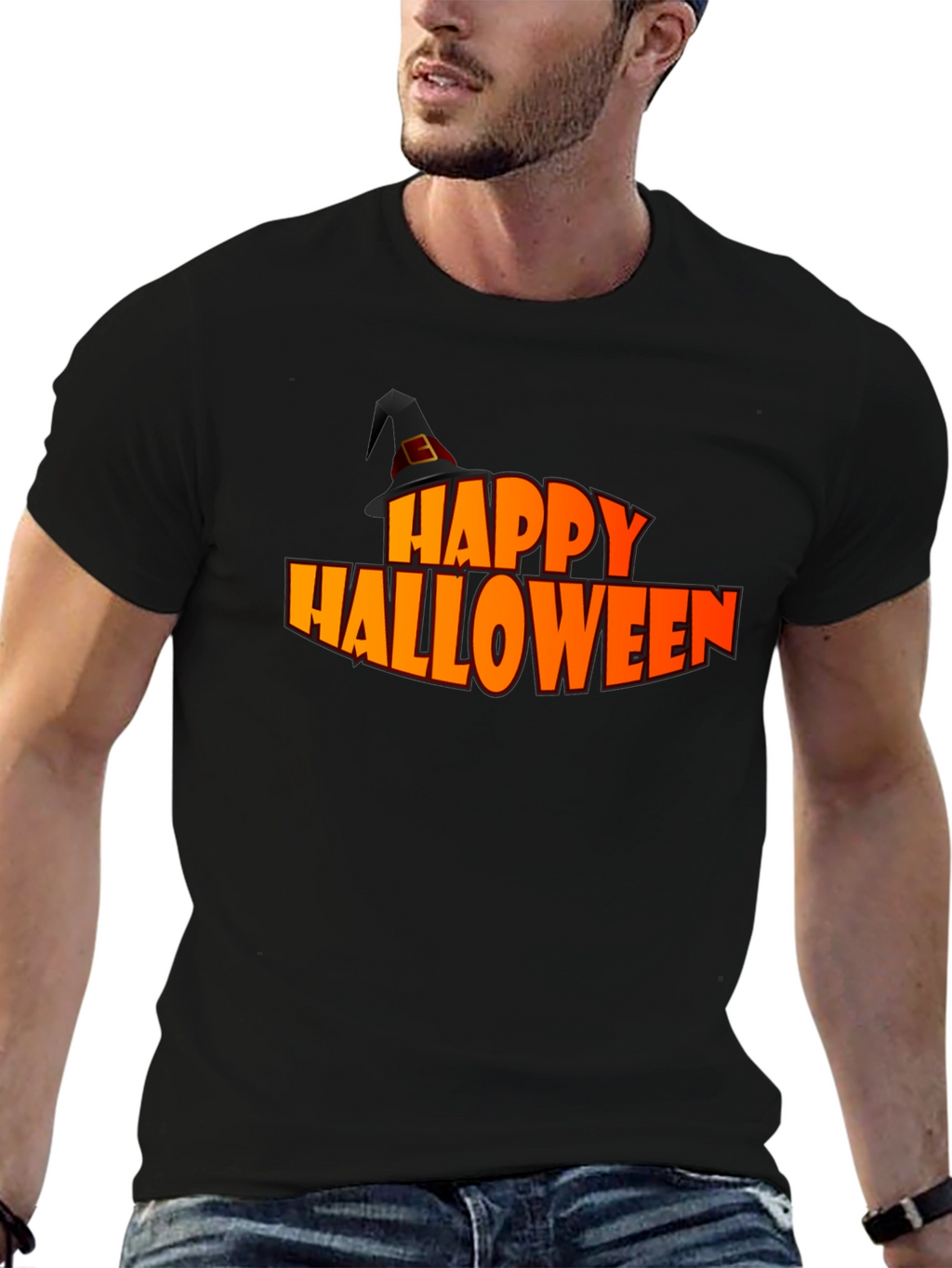 Happy Halloween Graphic Tee - Black Holiday T-Shirt