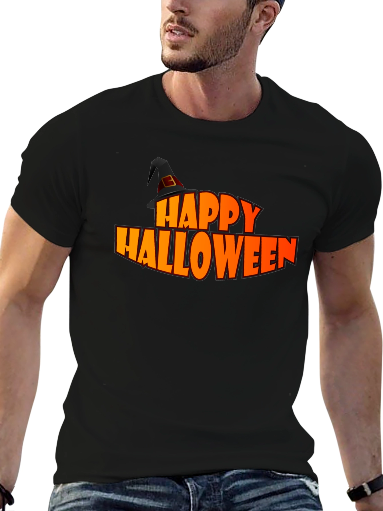 Happy Halloween Graphic Tee - Black Holiday T-Shirt