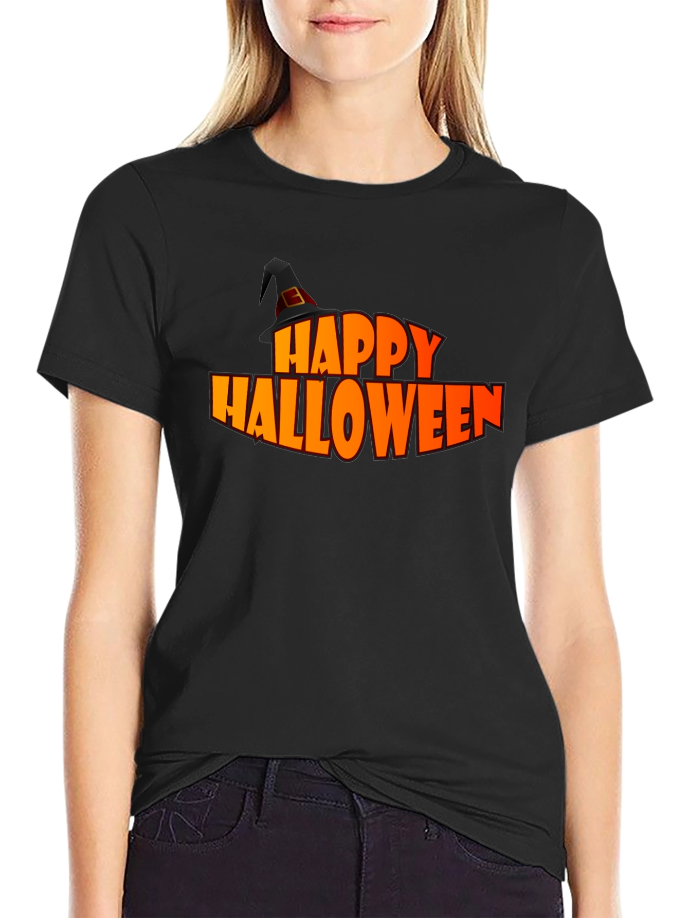 Happy Halloween Graphic Tee - Black Holiday T-Shirt