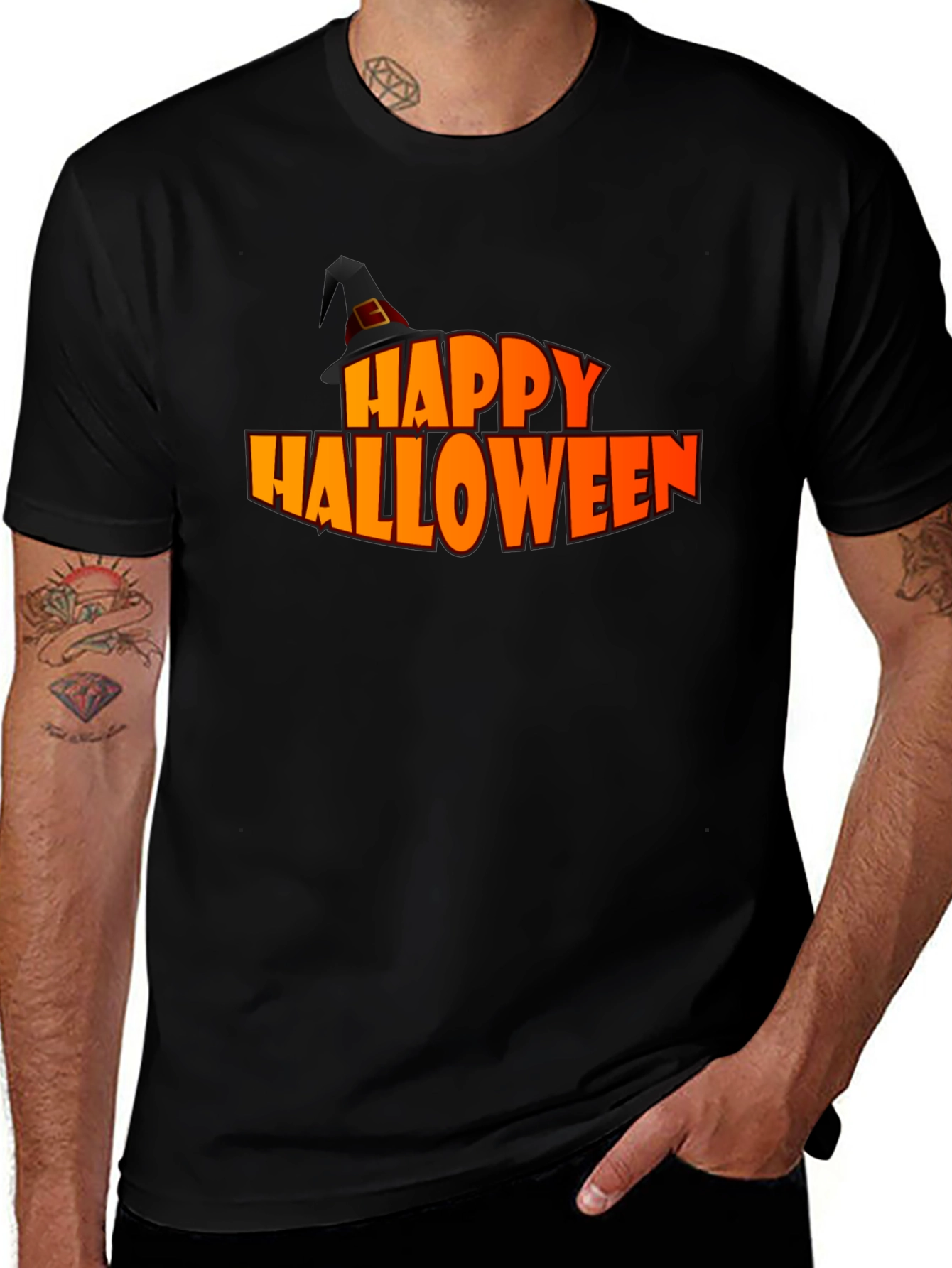 Happy Halloween Graphic Tee - Black Holiday T-Shirt