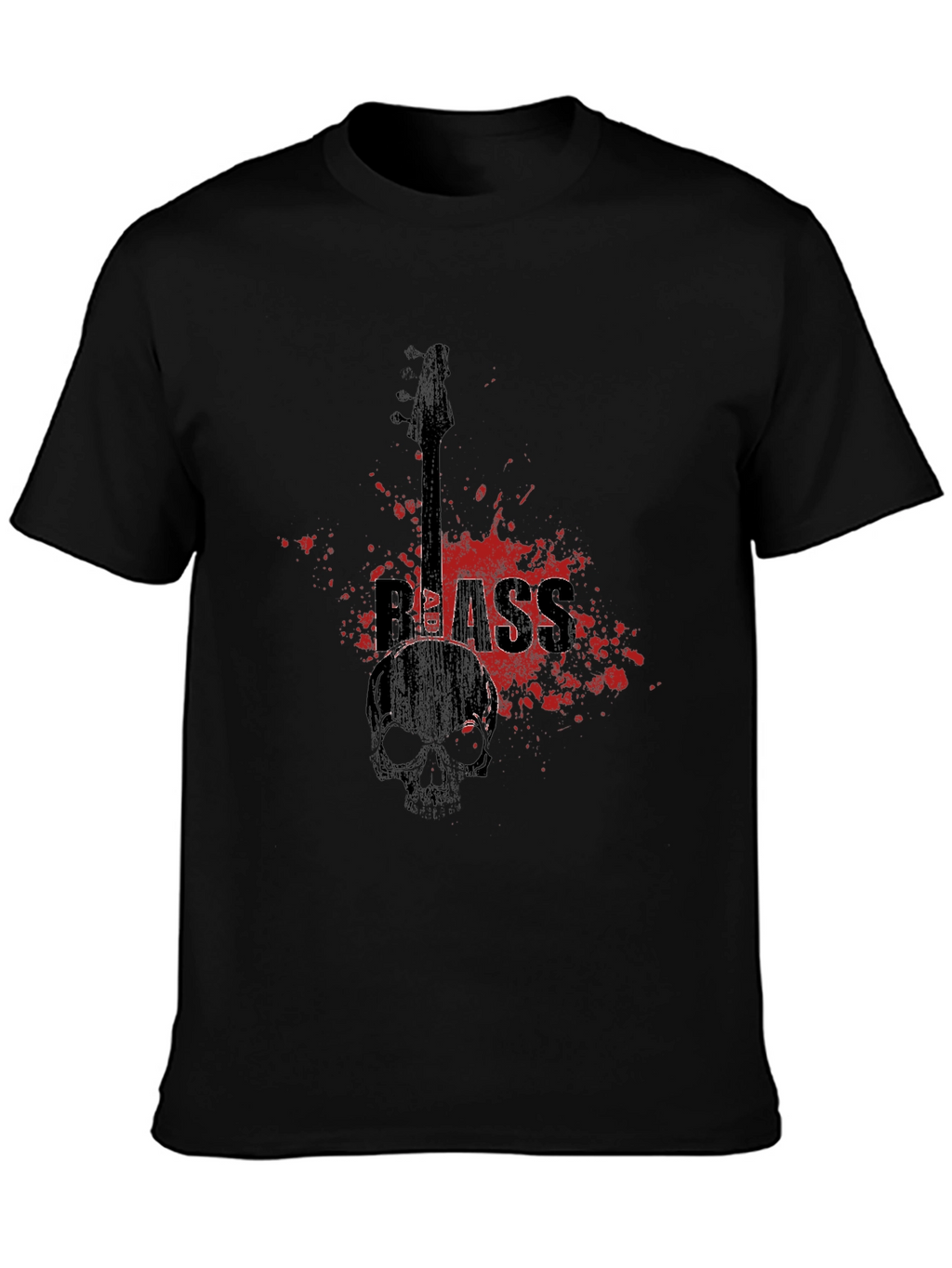 Bass Guitar Skull Graphic T-Shirt