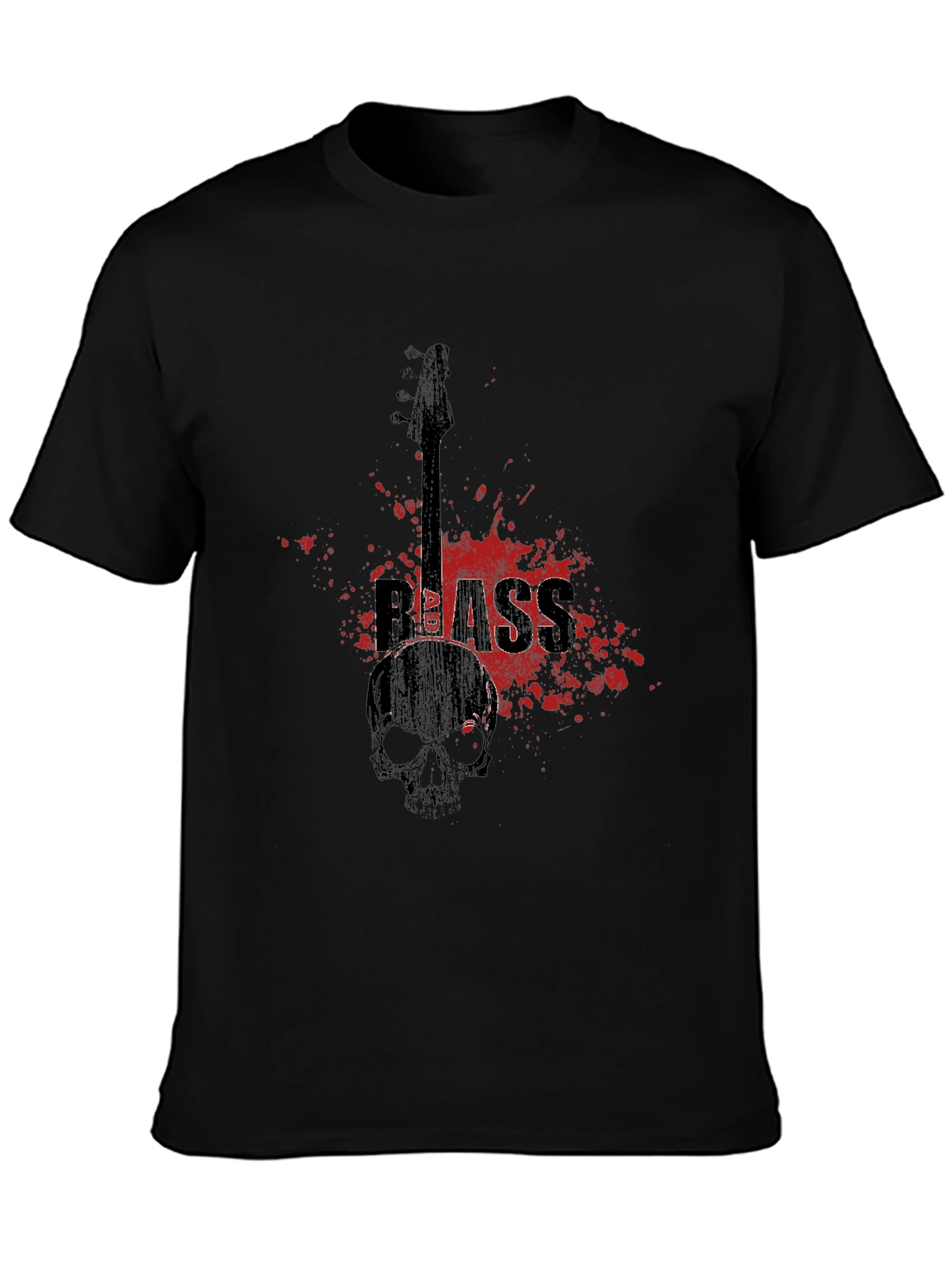 Bass Guitar Skull Graphic T-Shirt