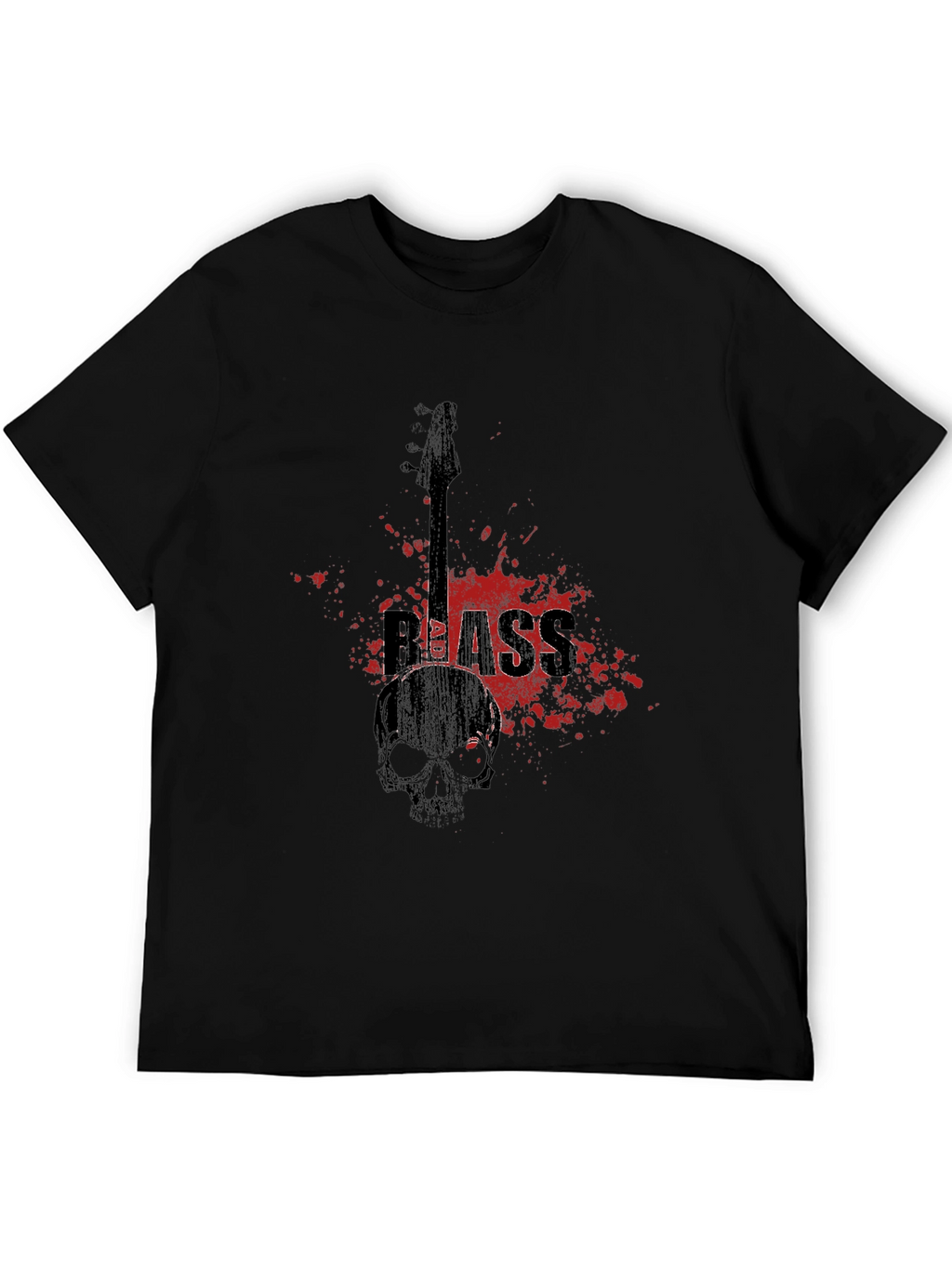 Bass Guitar Skull Graphic T-Shirt