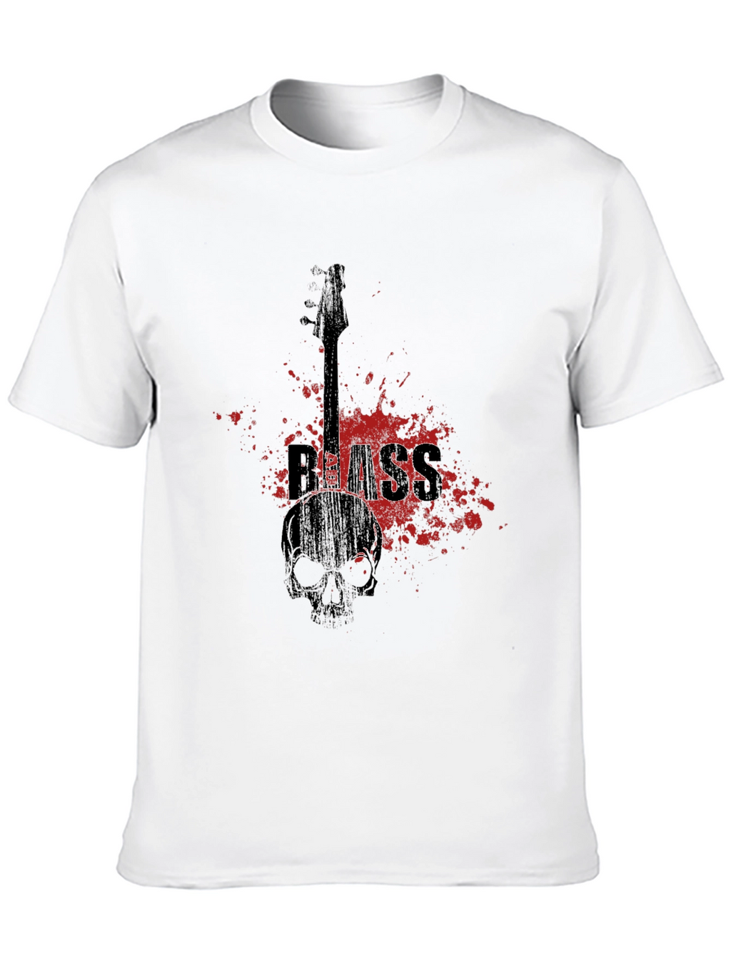Bass Guitar Skull Graphic T-Shirt