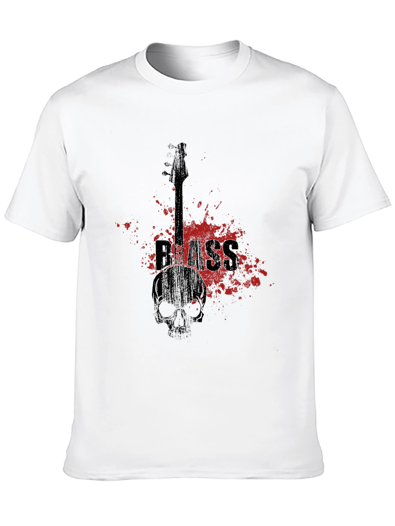 Bass Guitar Skull Graphic T-Shirt