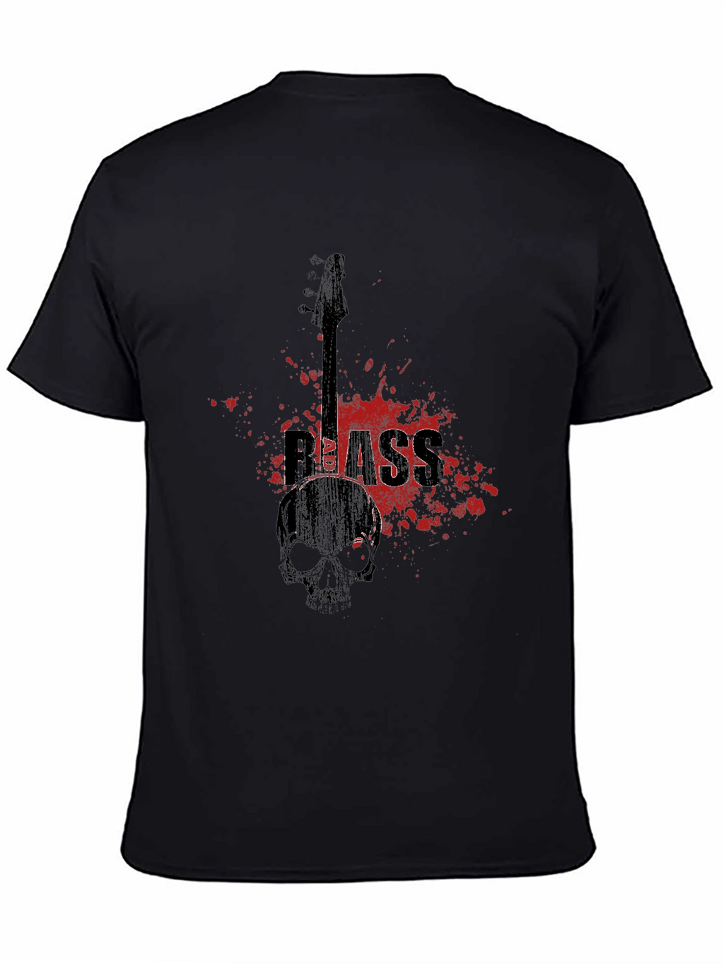 Bass Guitar Skull Graphic T-Shirt