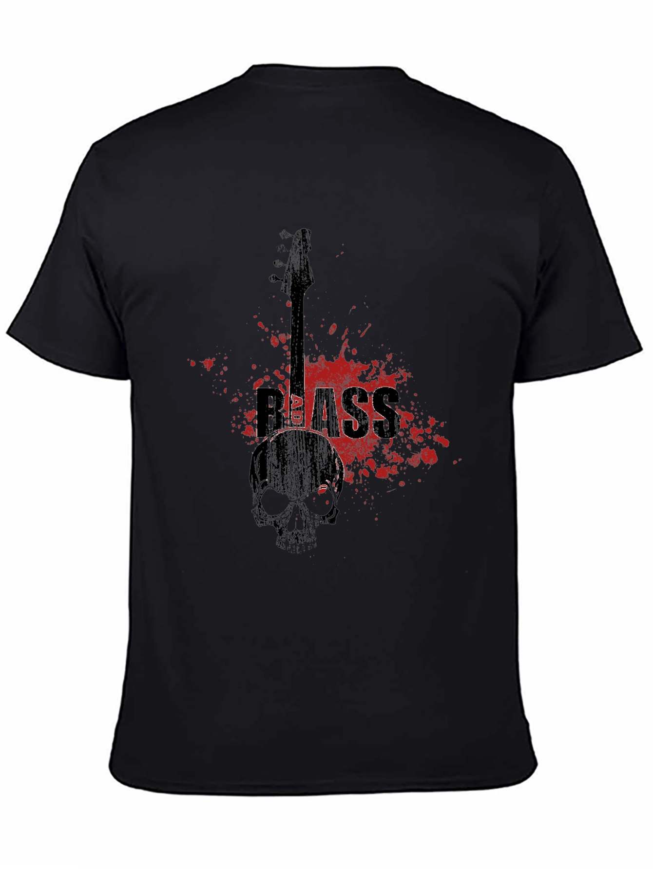 Bass Guitar Skull Graphic T-Shirt