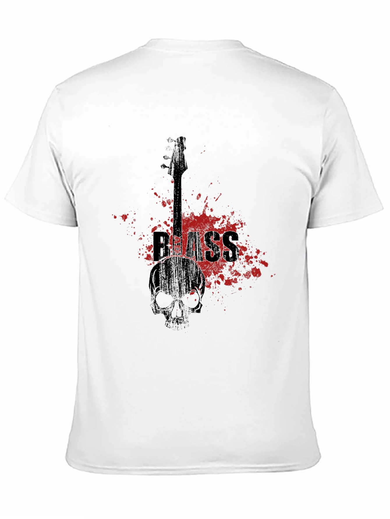 Bass Guitar Skull Graphic T-Shirt