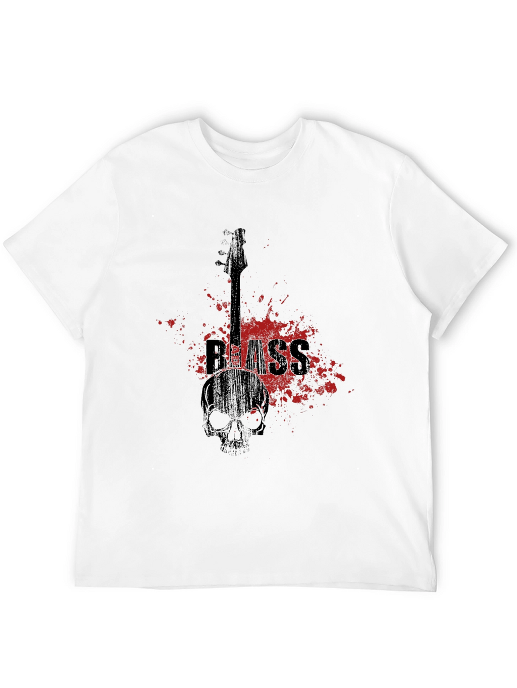 Bass Guitar Skull Graphic T-Shirt