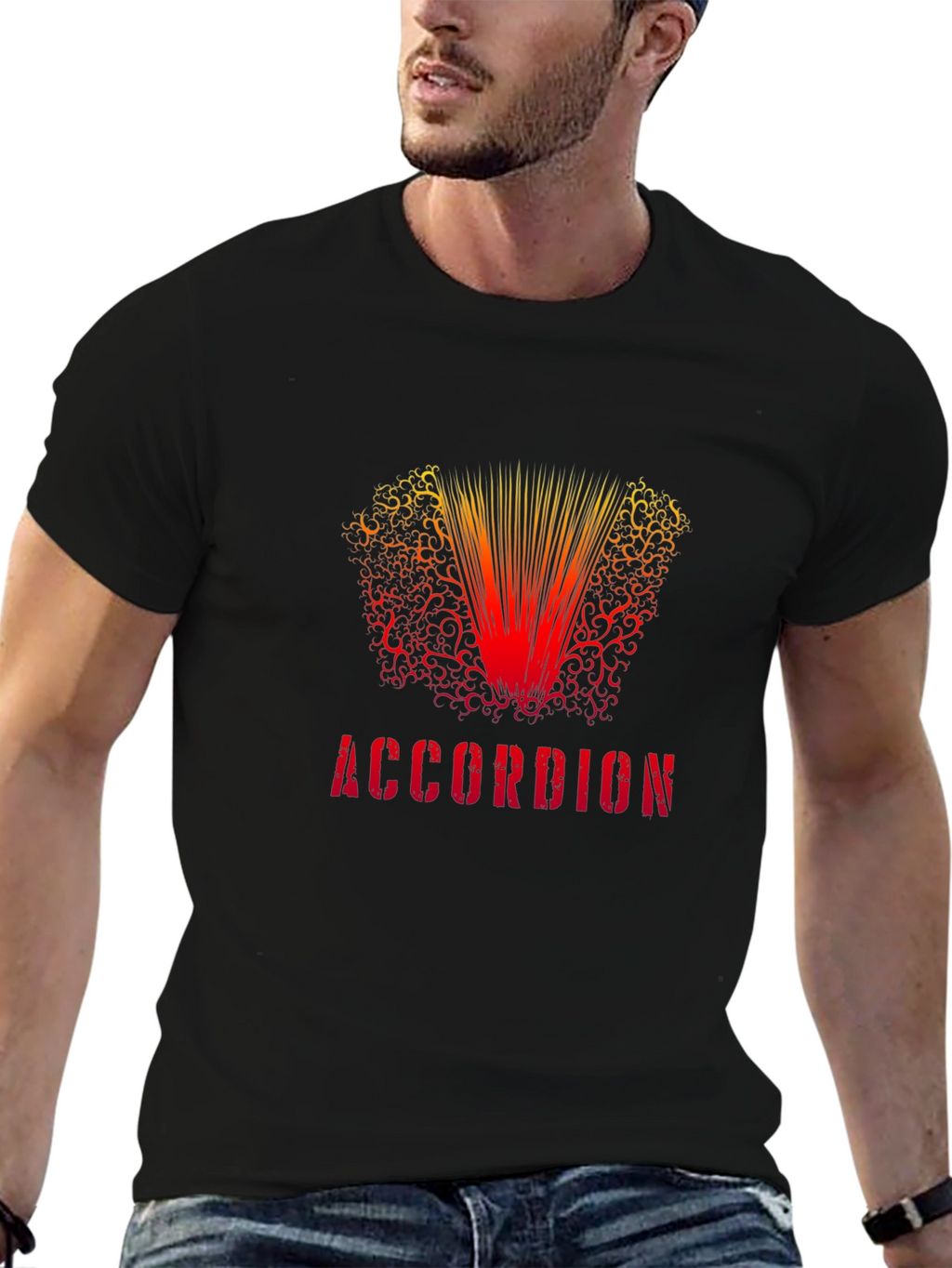 Accordion Graphic Black T-Shirt