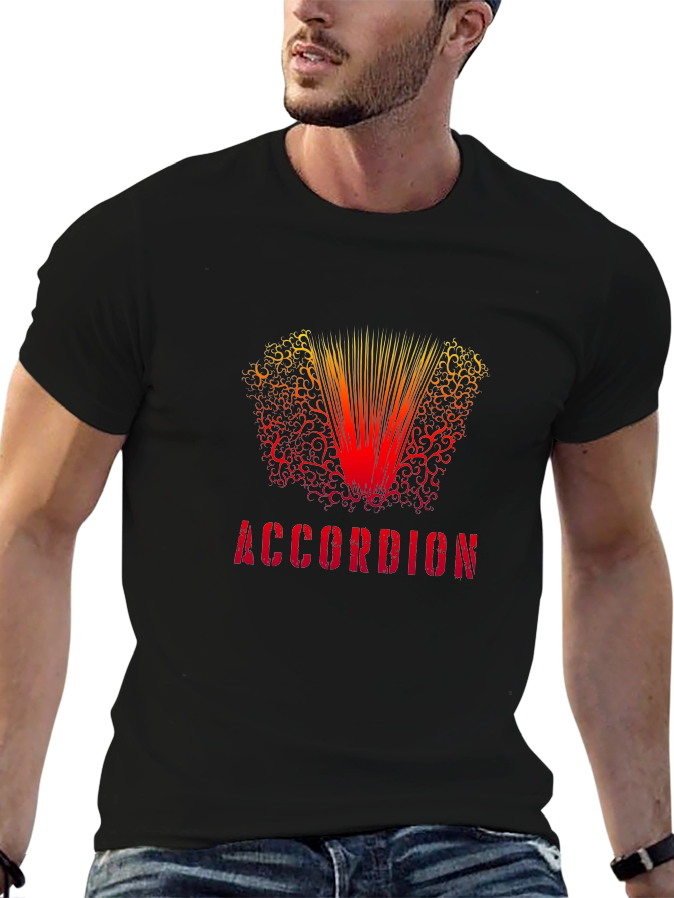 Accordion Graphic Black T-Shirt