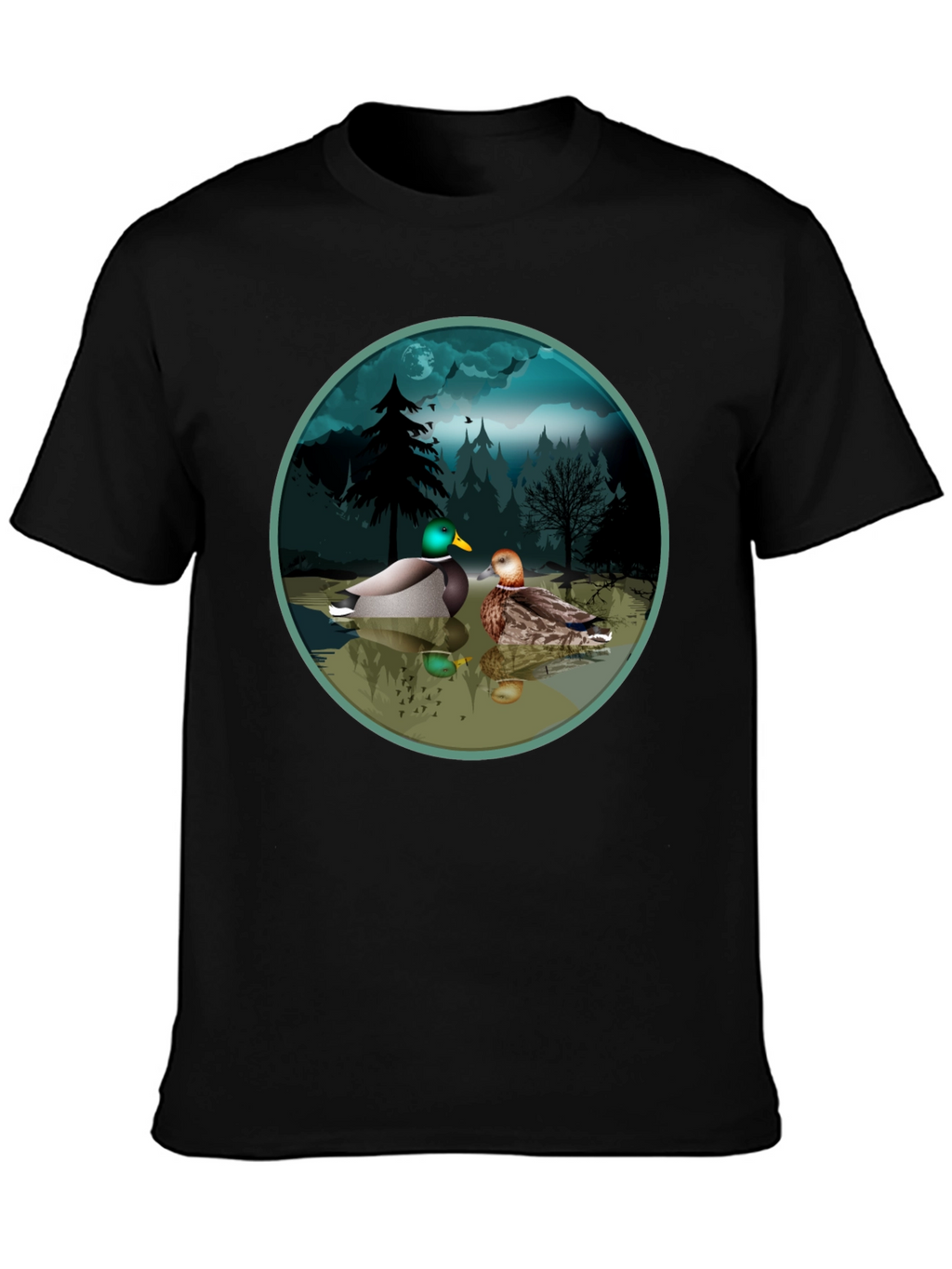 Duck Pond Graphic Tee - Black Cotton T-Shirt