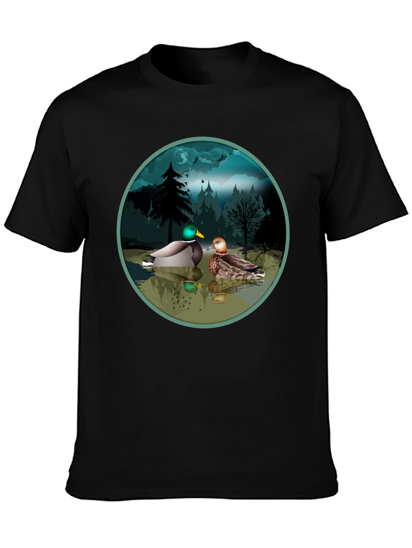 Duck Pond Graphic Tee - Black Cotton T-Shirt