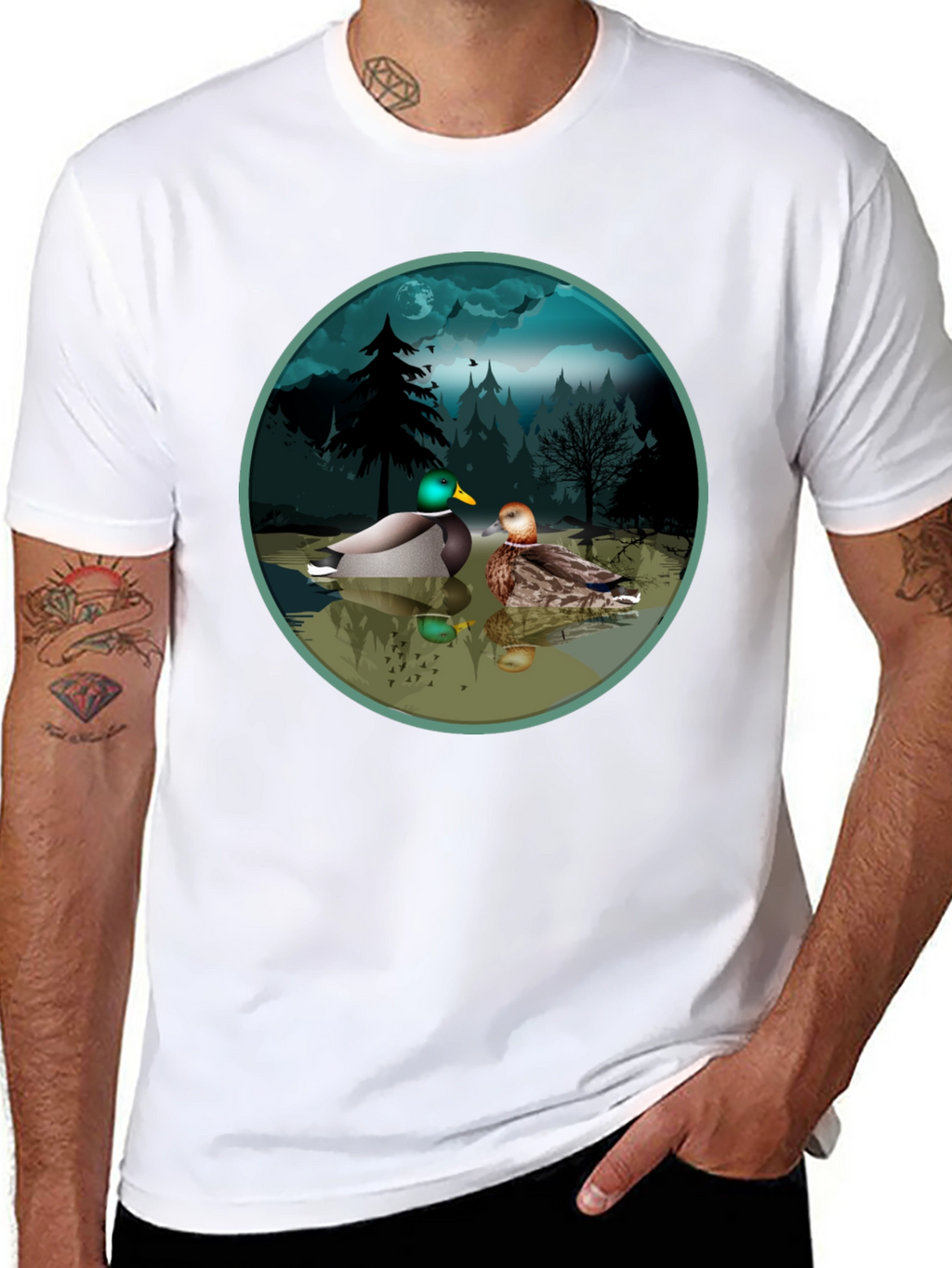 Duck Pond Graphic Tee - Black Cotton T-Shirt