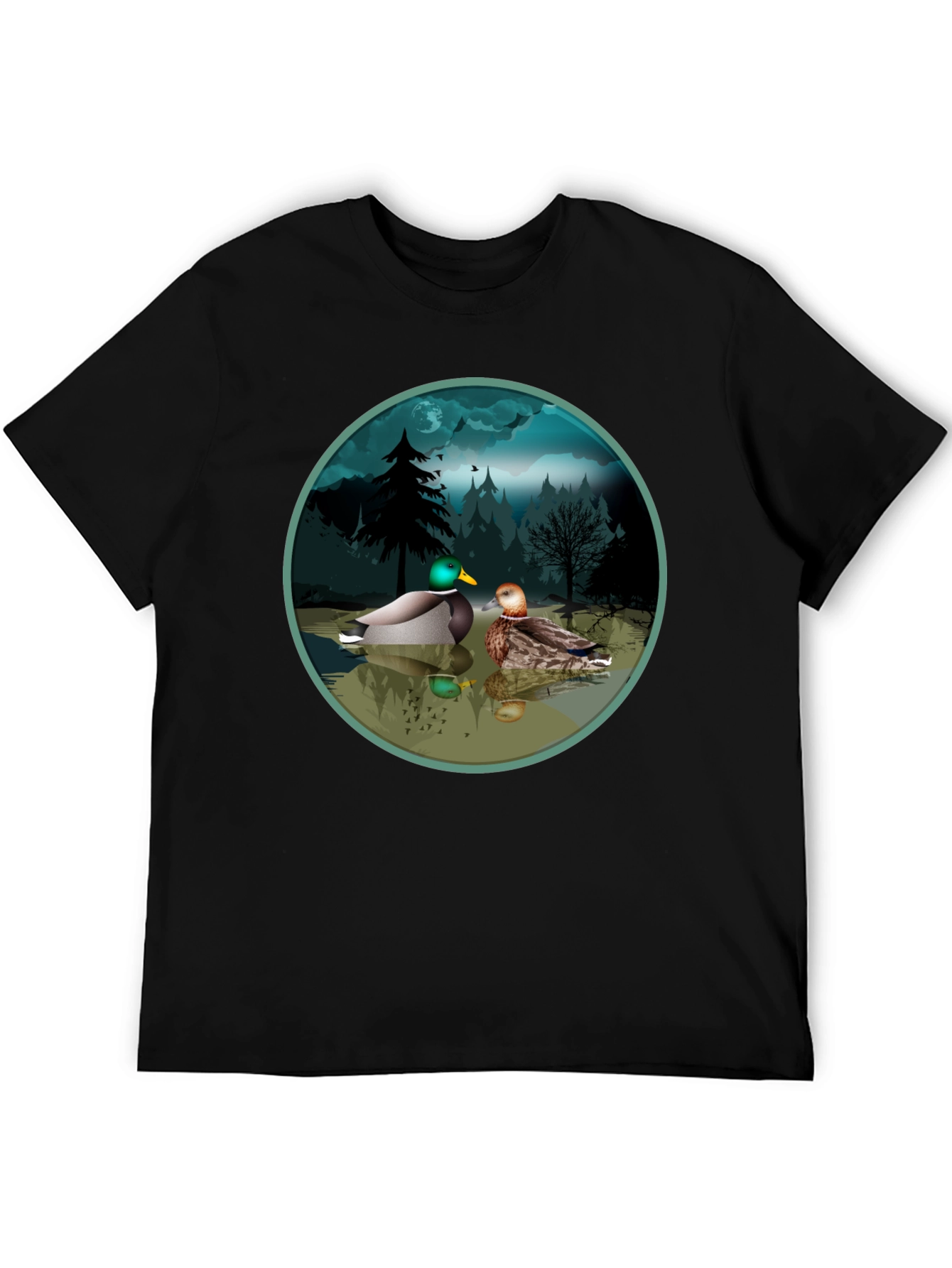 Duck Pond Graphic Tee - Black Cotton T-Shirt