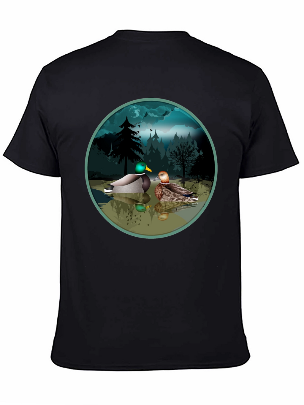 Duck Pond Graphic Tee - Black Cotton T-Shirt