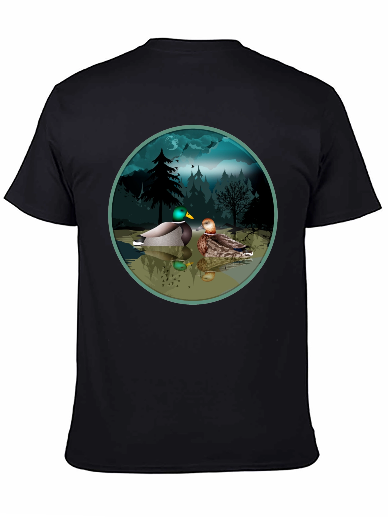 Duck Pond Graphic Tee - Black Cotton T-Shirt