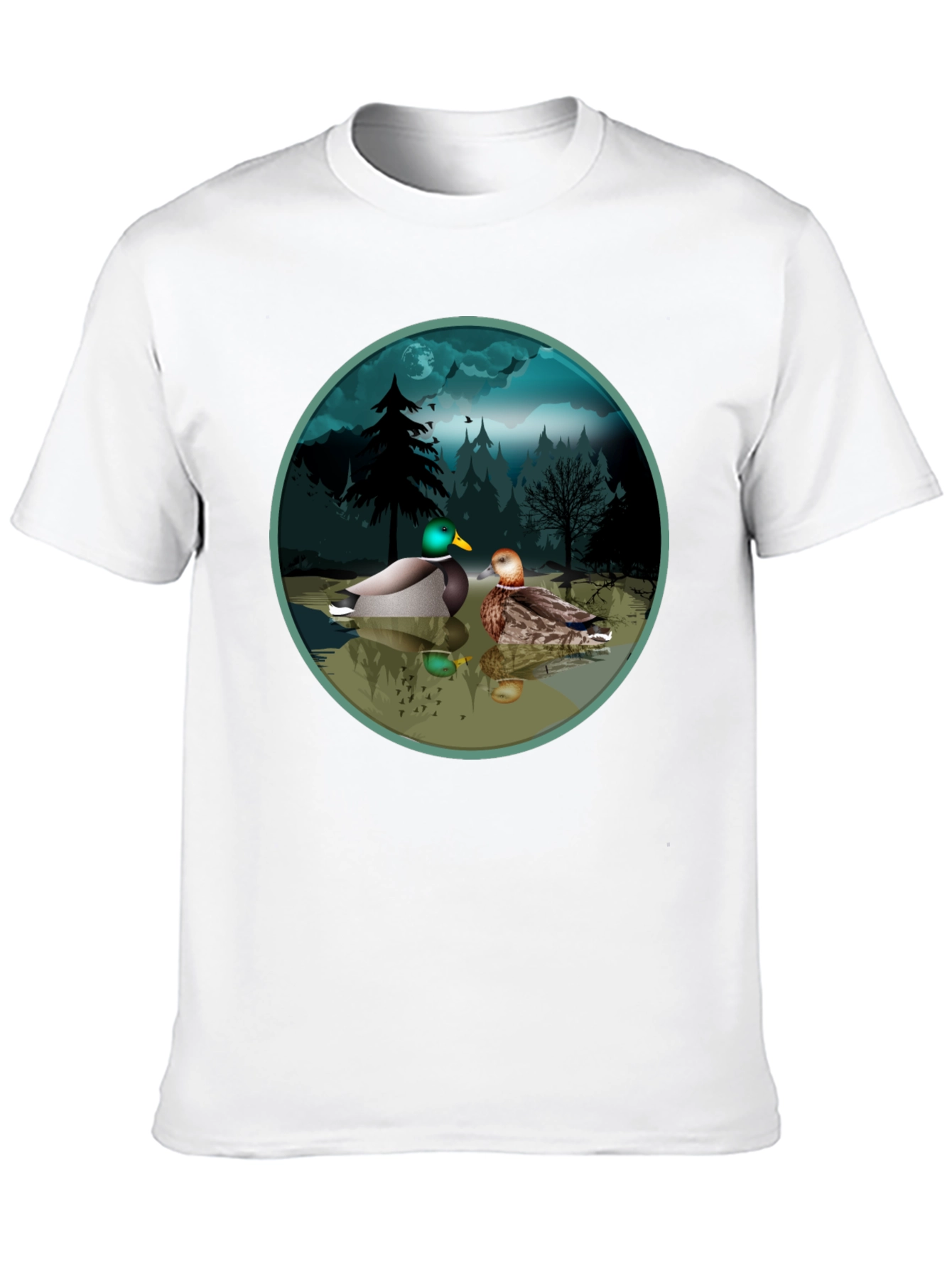 Duck Pond Graphic Tee - Black Cotton T-Shirt