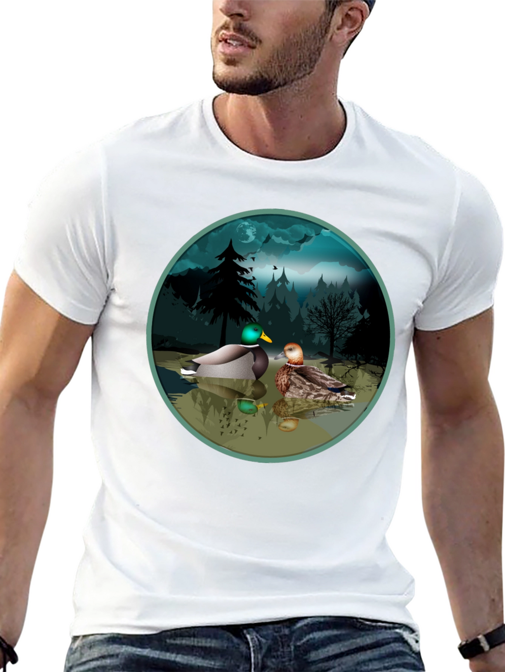 Duck Pond Graphic Tee - Black Cotton T-Shirt