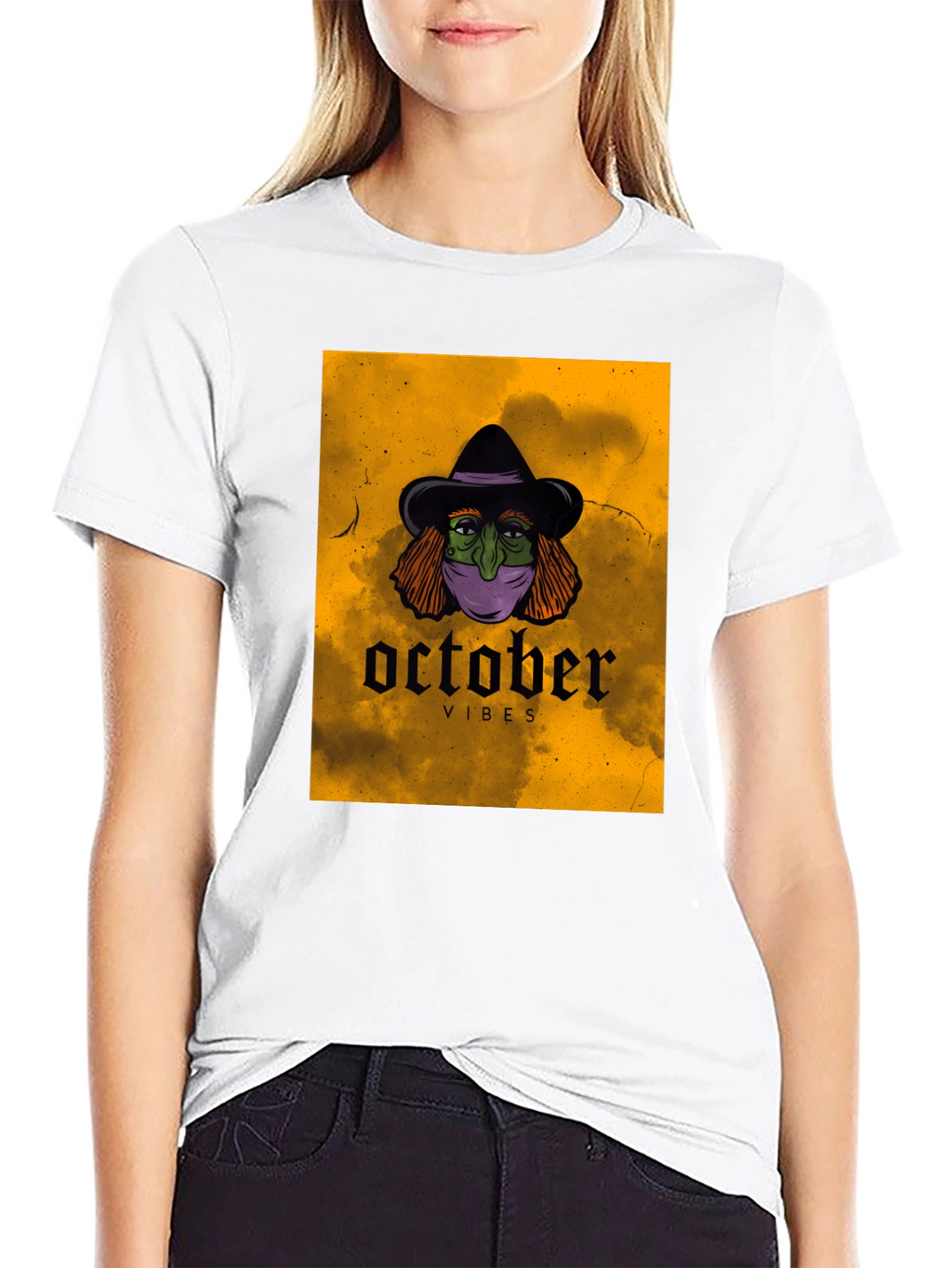 October Vibes Witch T-Shirt - Halloween Graphic Tee