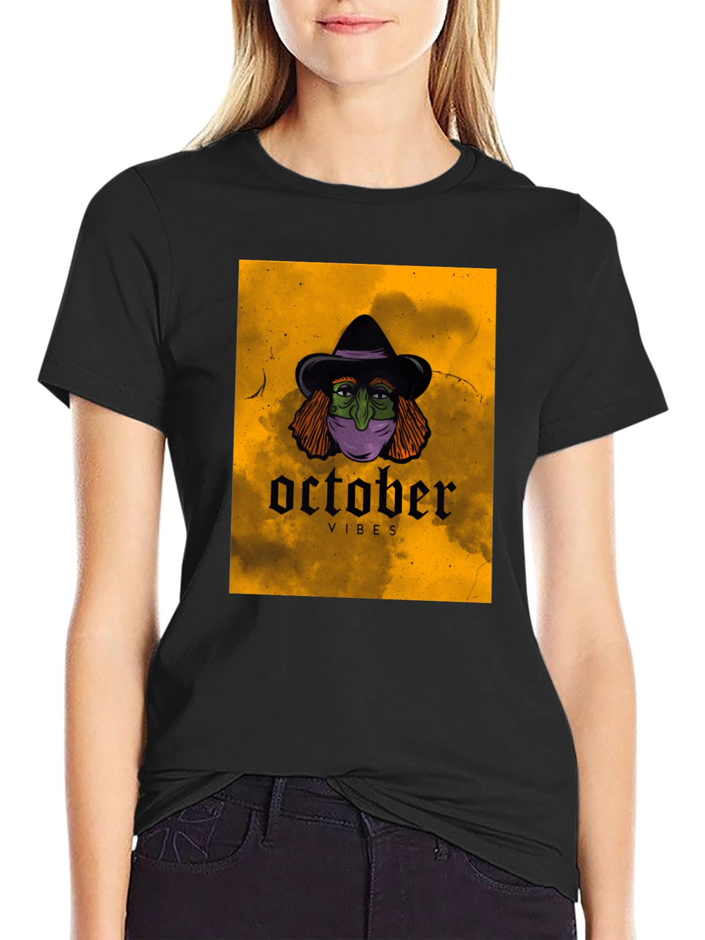 October Vibes Witch T-Shirt - Halloween Graphic Tee